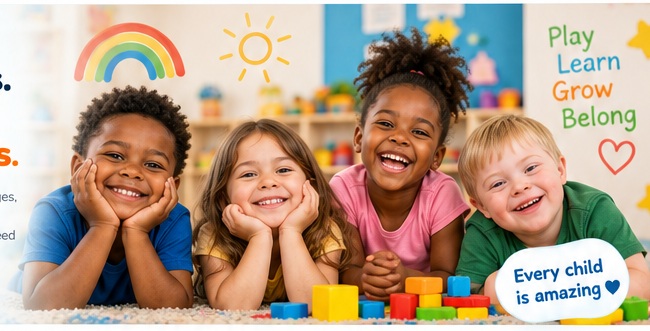 Happy children learning and playing together