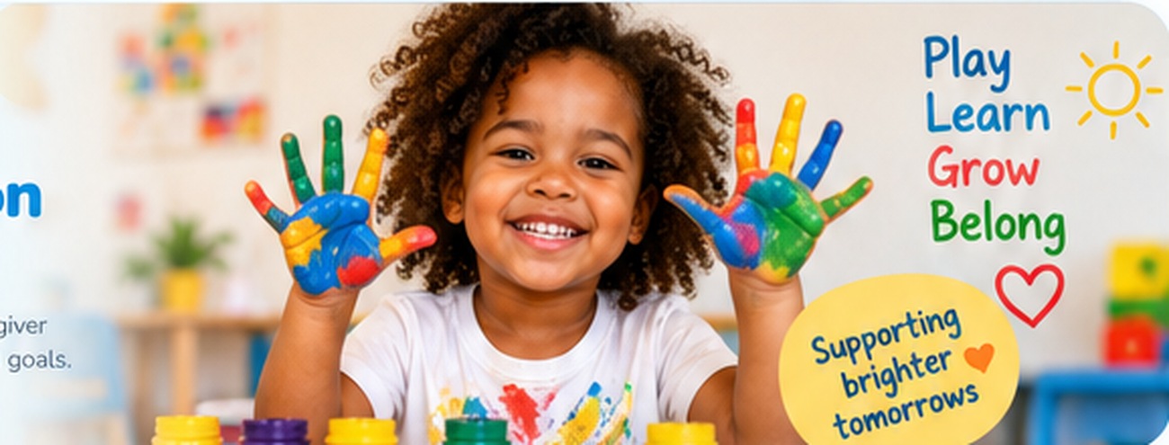 A child enjoying a colourful creative learning activity